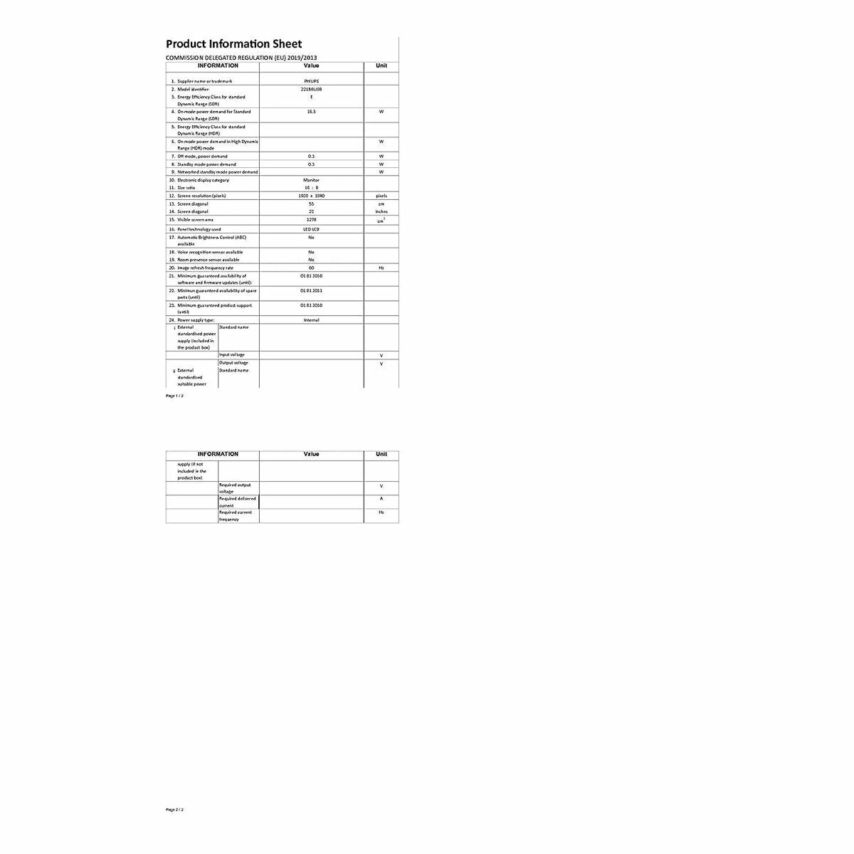 Monitor Philips 221B8LJEB/00 21,5" Full HD