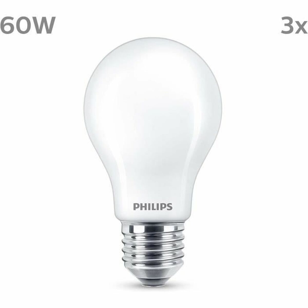 Bombilla LED Philips A60 E27 Blanco Cálido E 7 W 60 W E27 806 lm 3 Unidades (2700 K)
