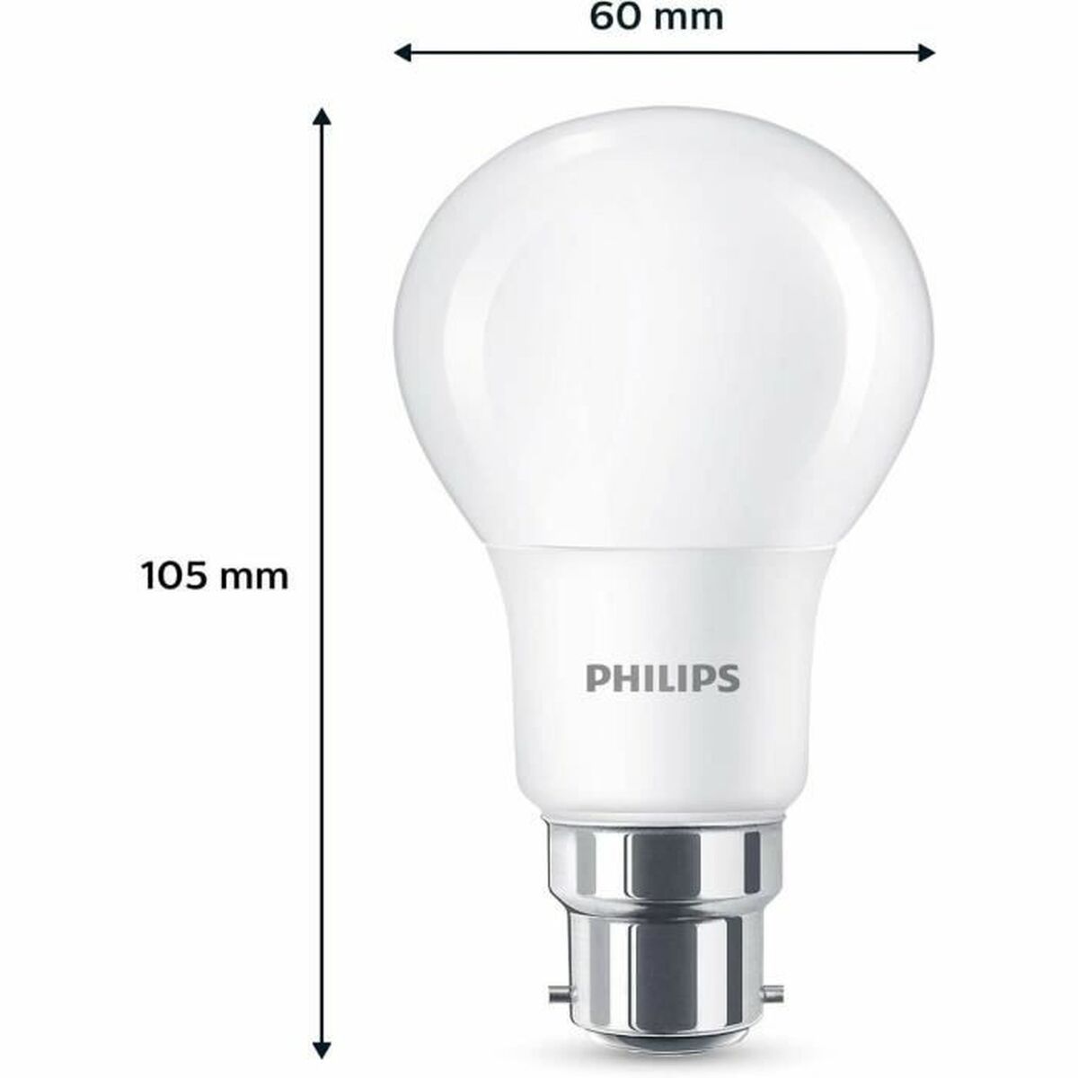 Bombilla LED Philips 60 W Mate Blanco Cálido F 8 W 60 W B22 3 Unidades (2700 K)
