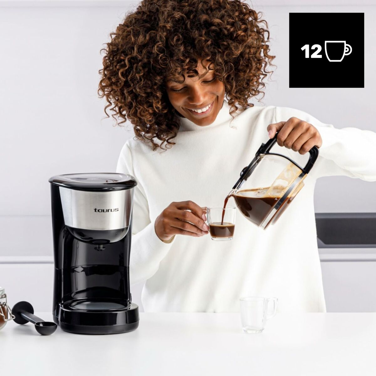 Cafetera de Goteo Taurus Verona inox 12 tazas 1000 W Negro