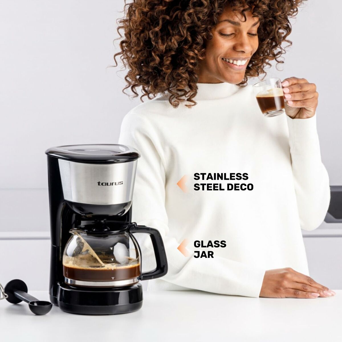 Cafetera de Goteo Taurus Verona inox 12 tazas 1000 W Negro