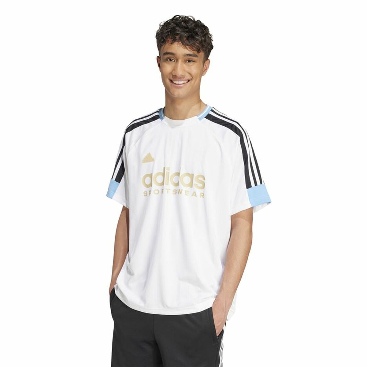 Camiseta de Manga Corta Hombre Adidas Tiro Nations Blanco