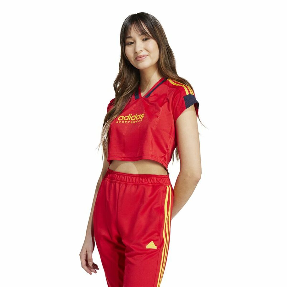 Camiseta de Manga Corta Mujer Adidas Tiro Cut 3  Rojo