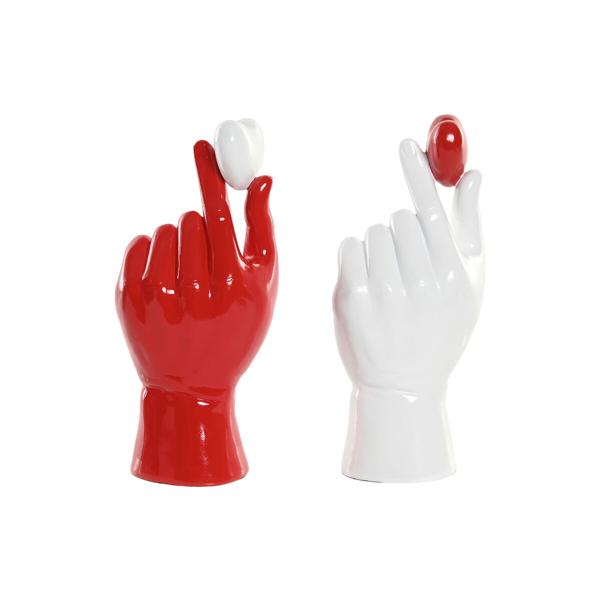 Figura Decorativa Home ESPRIT Blanco Rojo Mano 12 x 8,5 x 26 cm (2 Unidades)
