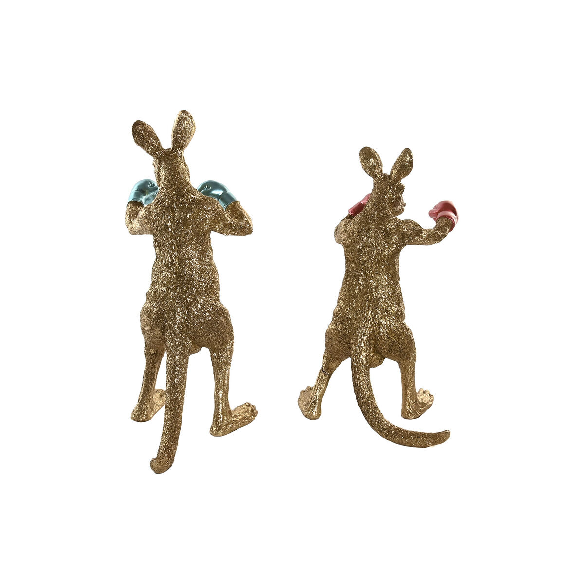 Figura Decorativa Home ESPRIT Azul Rojo Dorado Canguro 23 x 25 x 40,5 cm (2 Unidades)