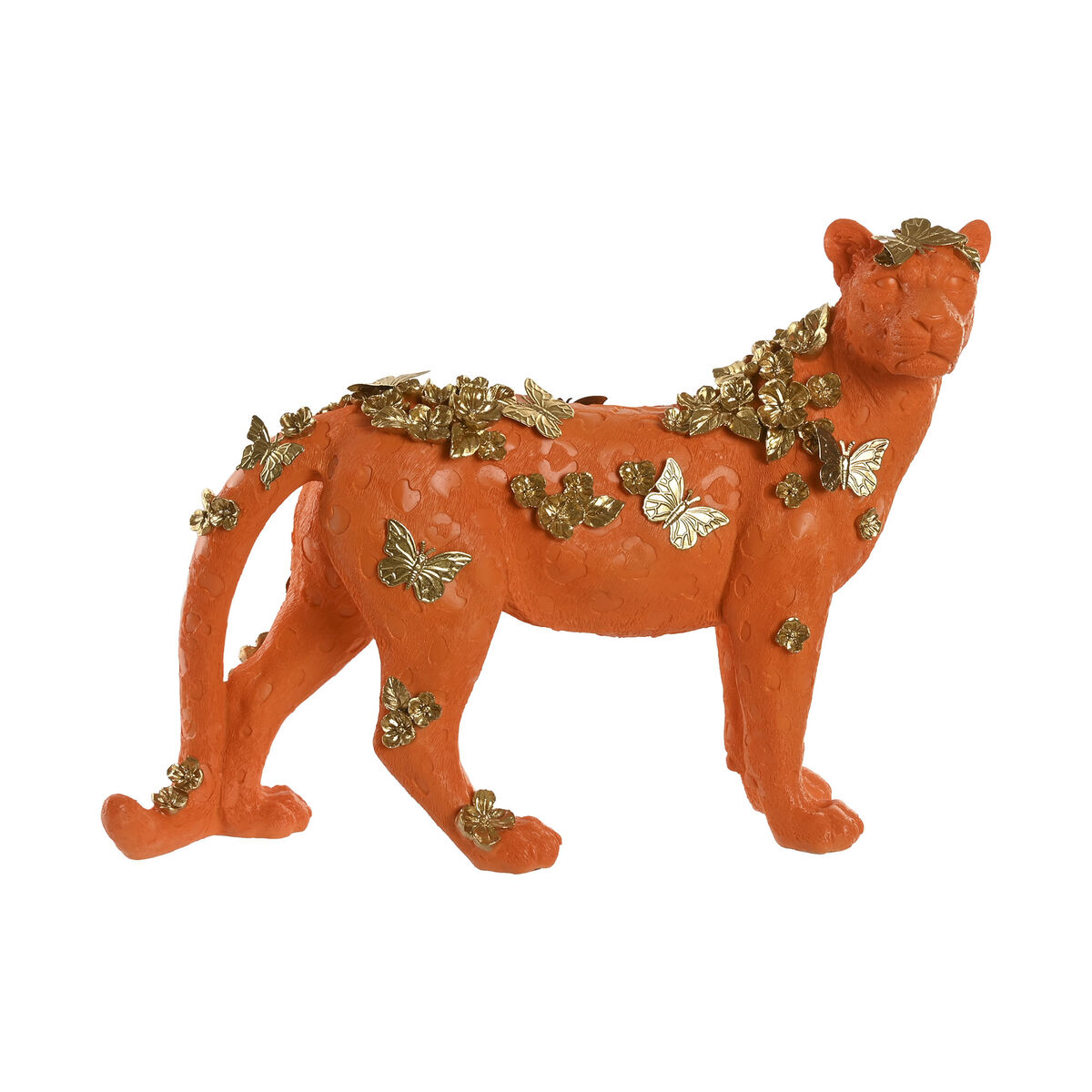 Figura Decorativa Home ESPRIT Naranja Dorado Leopardo 60 x 21,5 x 43 cm
