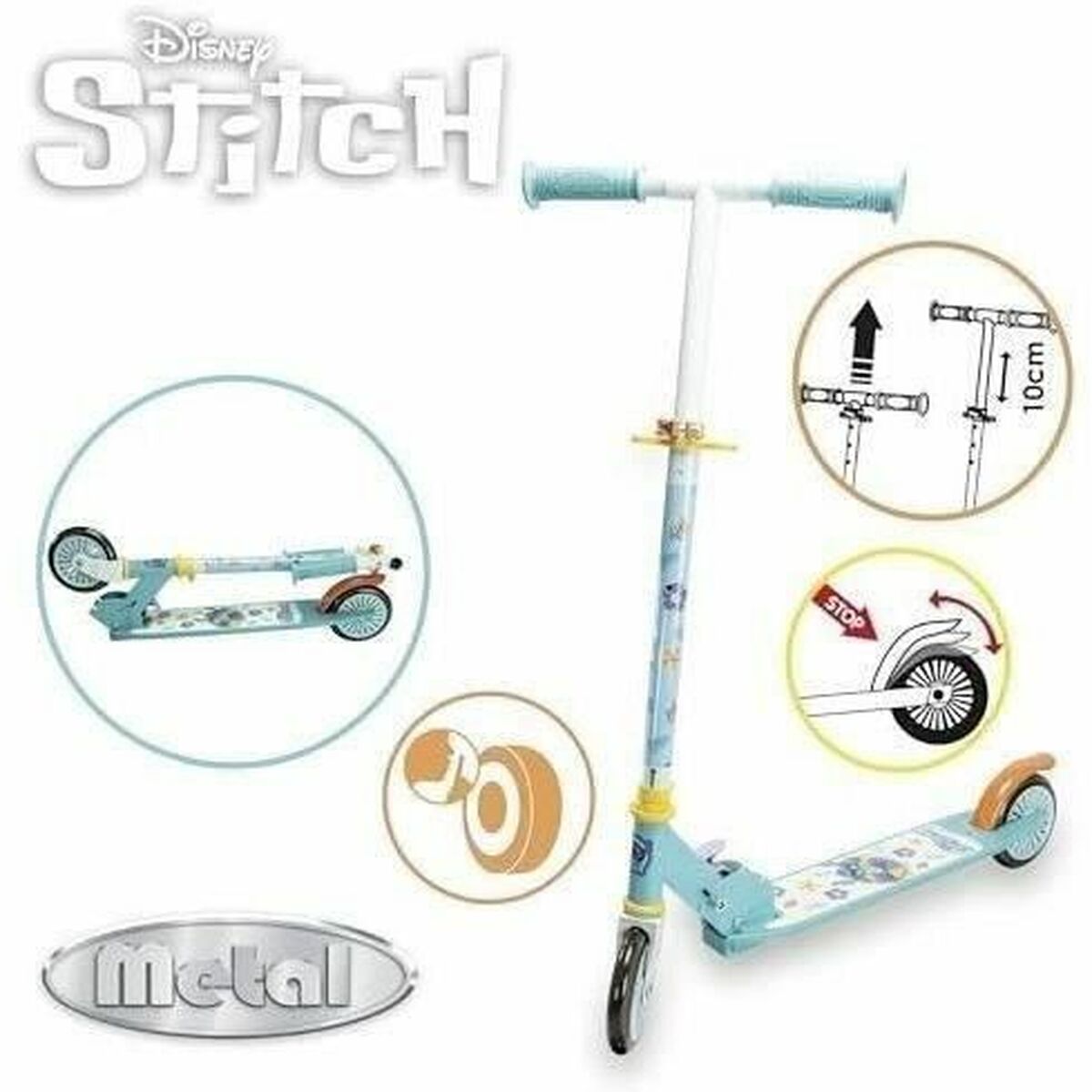 Patinete Smoby Stitch 2R Azul Metal Plástico