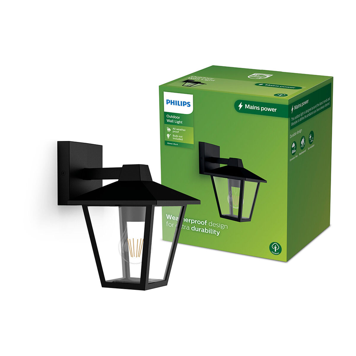 Aplique de Pared Philips kinno Negro 25 W Aluminio E27