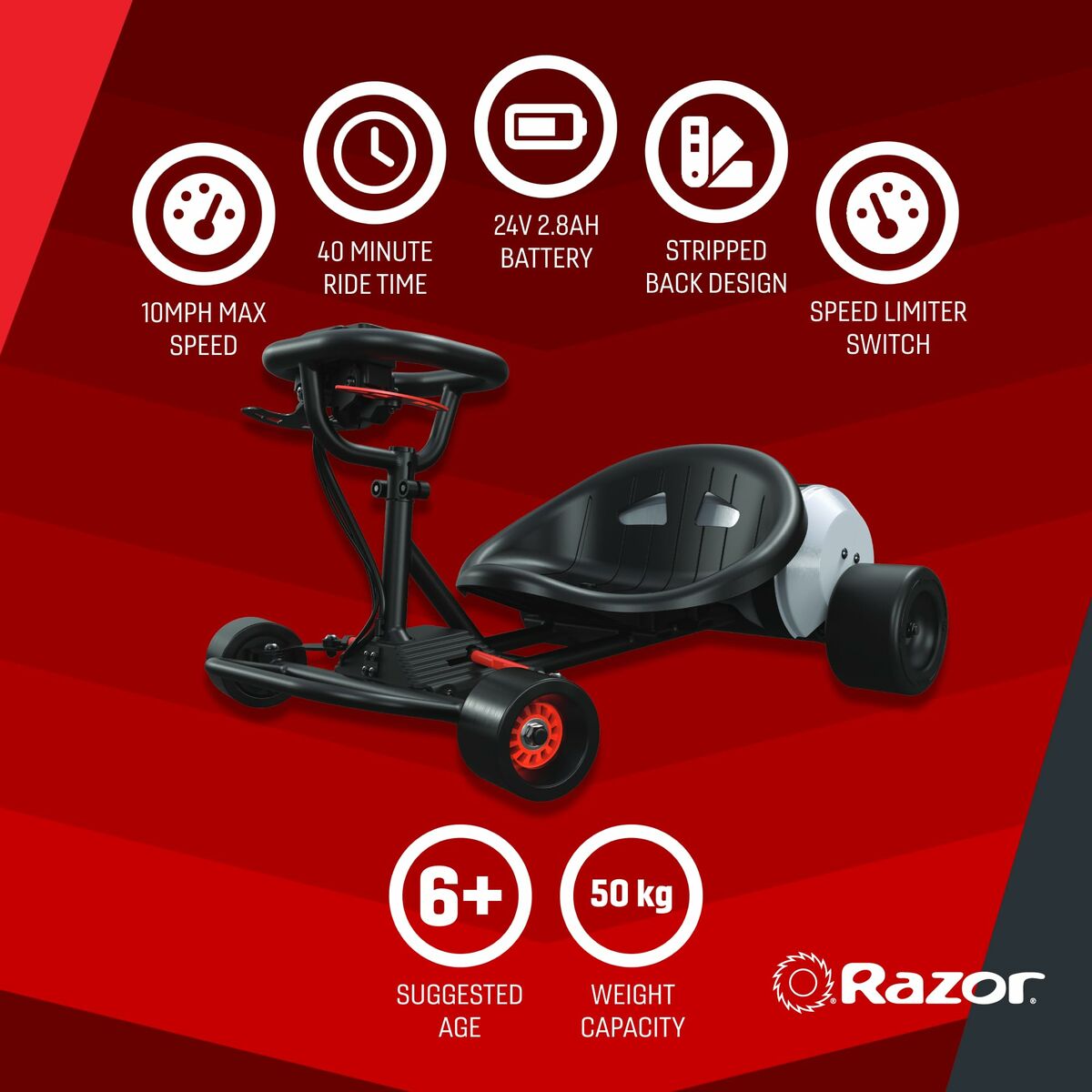 Coche Eléctrico para Niños Razor 845423026622 Negro Rojo