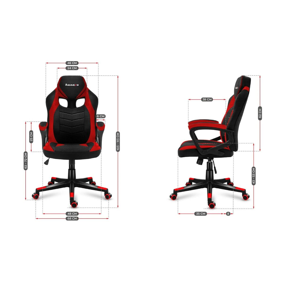 Silla Gaming Huzaro FORCE 2.5 Negro Rojo Negro Rojo