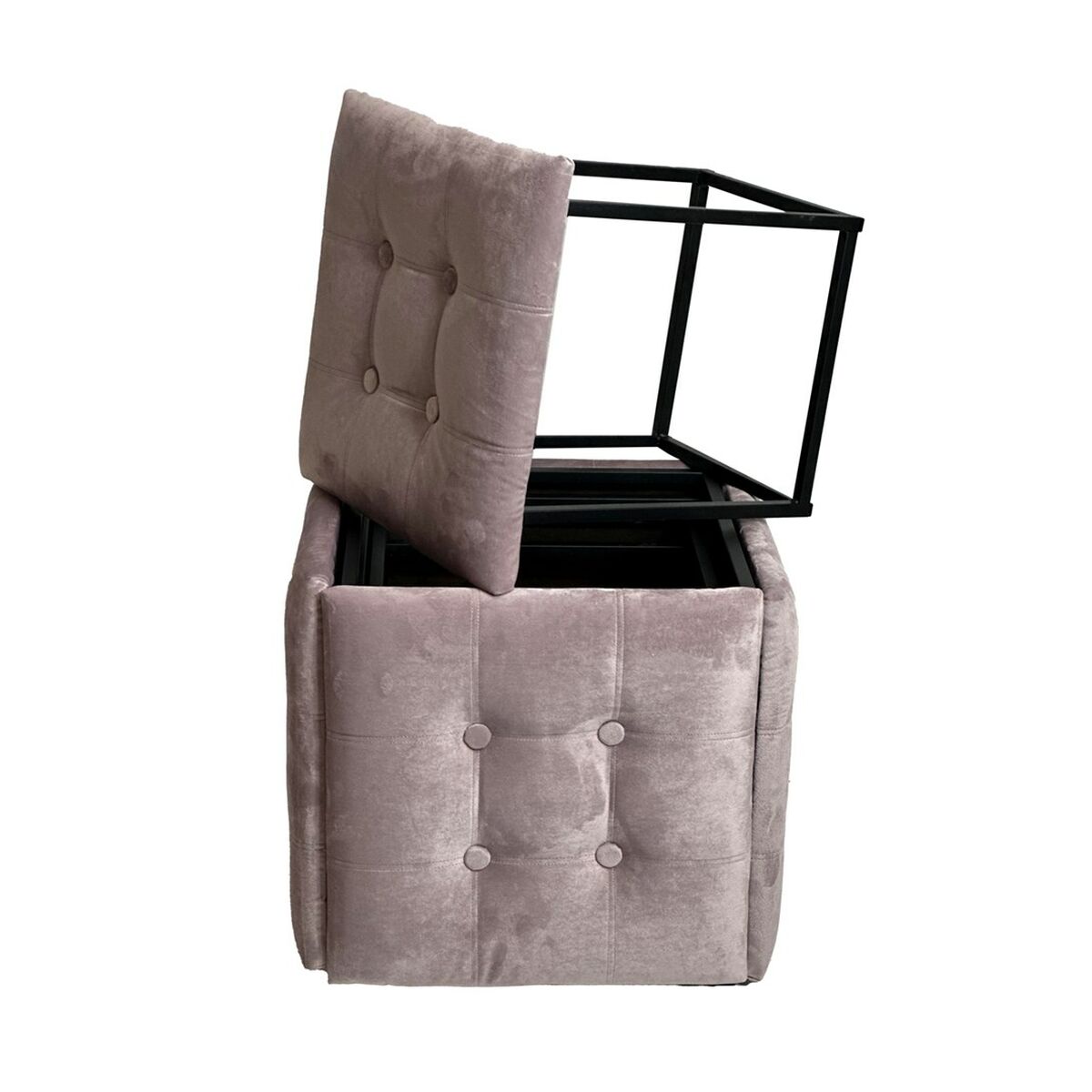 Juego de taburetes GO GIFT Transformer Rosa Terciopelo Acero 50 x 50 x 50 cm Puff 5 en 1 5 Unidades
