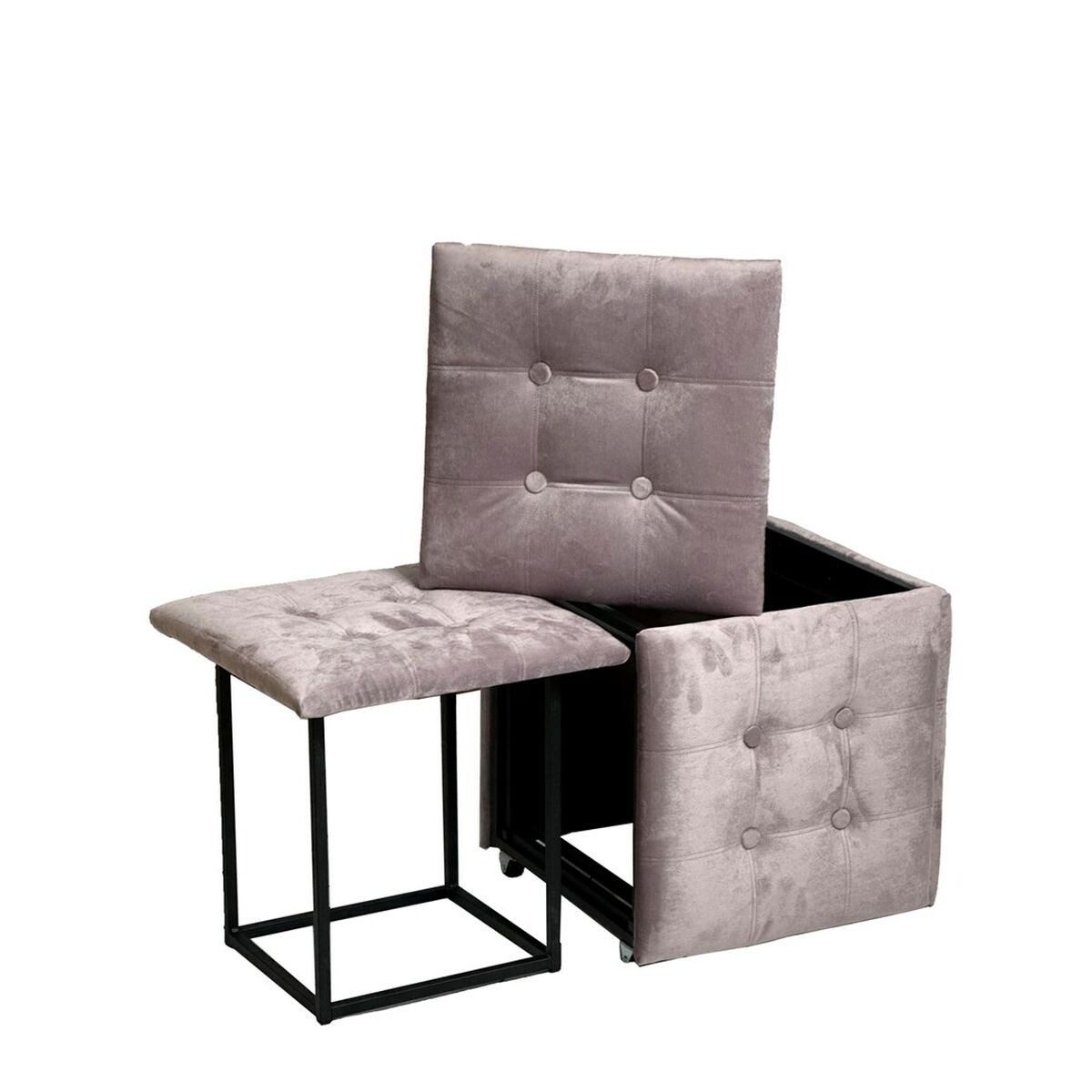 Juego de taburetes GO GIFT Transformer Rosa Terciopelo Acero 50 x 50 x 50 cm Puff 5 en 1 5 Unidades