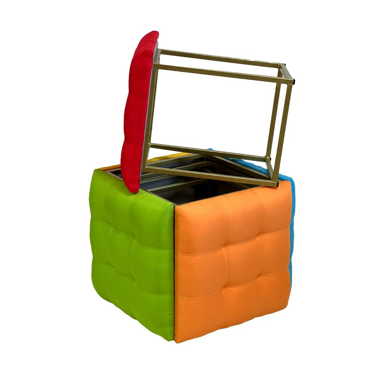 Juego de taburetes GO GIFT Transformer Multicolor Piel Acero 50 x 50 x 50 cm Puff 5 en 1 5 Unidades