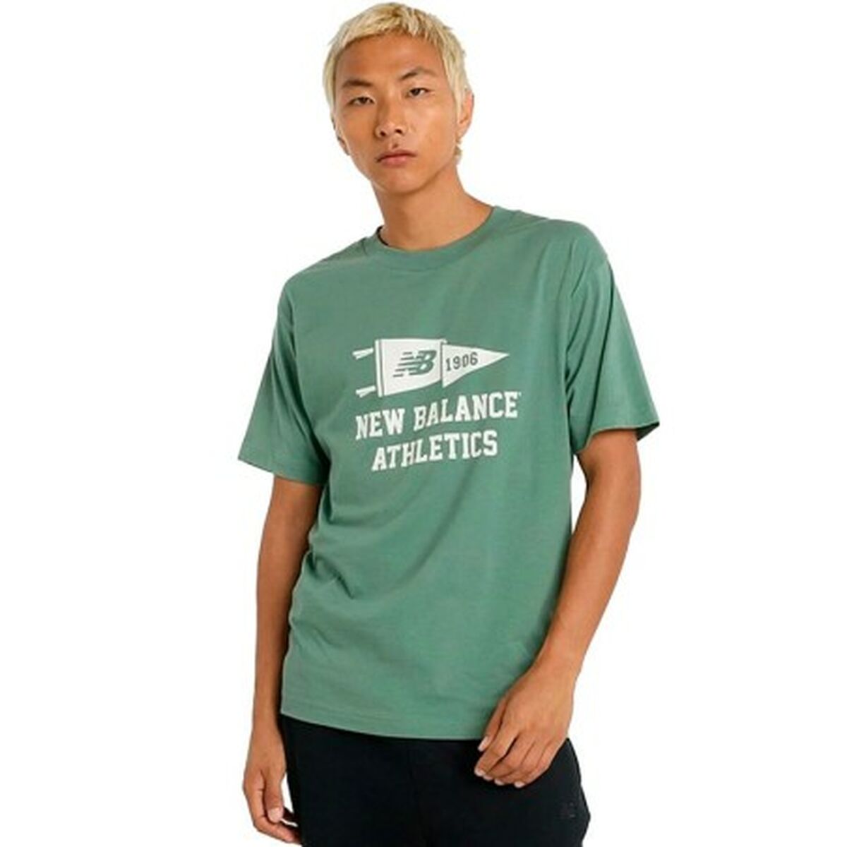 Camiseta de Manga Corta Hombre New Balance Varsity Pennant MT51924 DKJ Verde