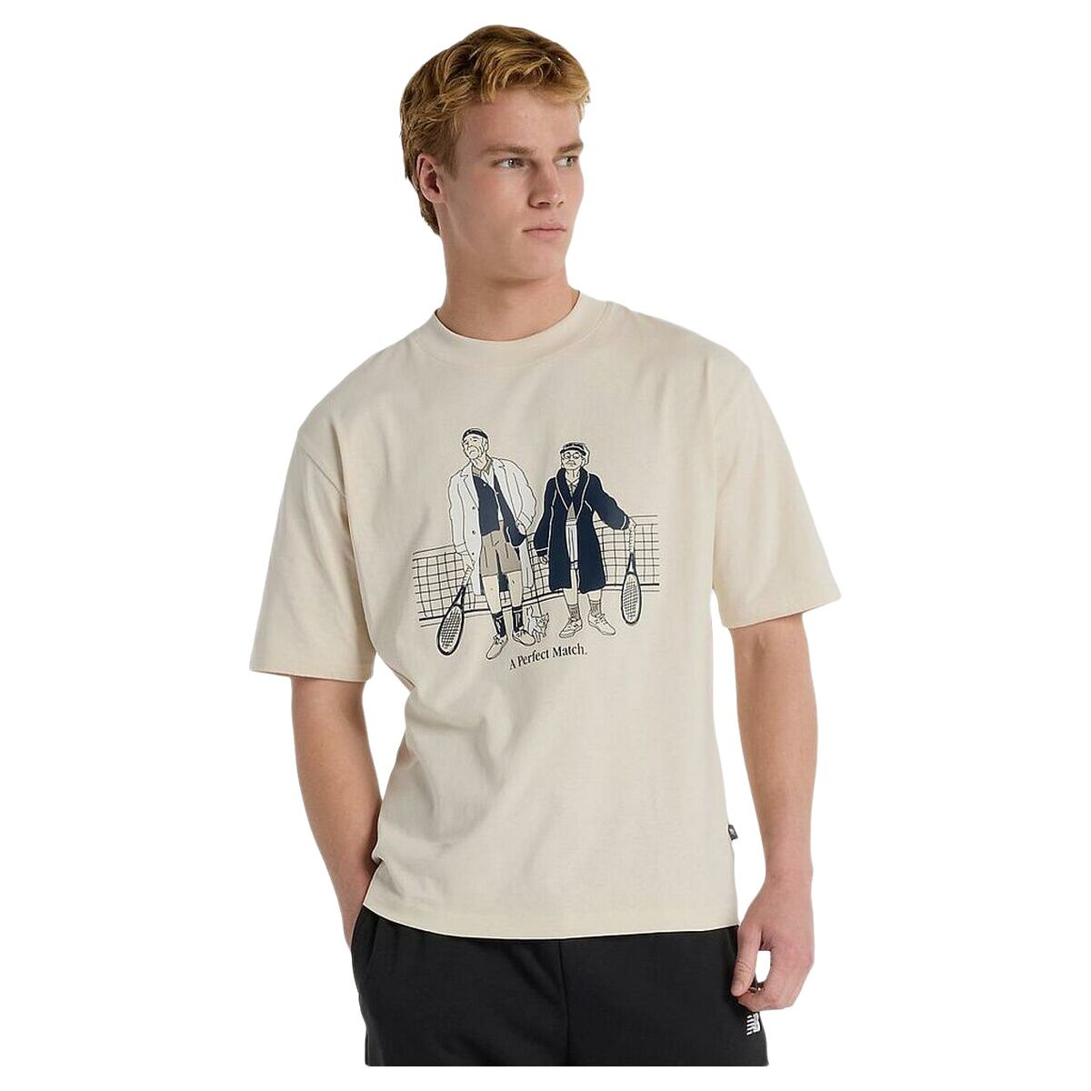 Camiseta de Manga Corta Hombre New Balance Perfect Match Tennis T Shirt  MT51412 LIN Blanco