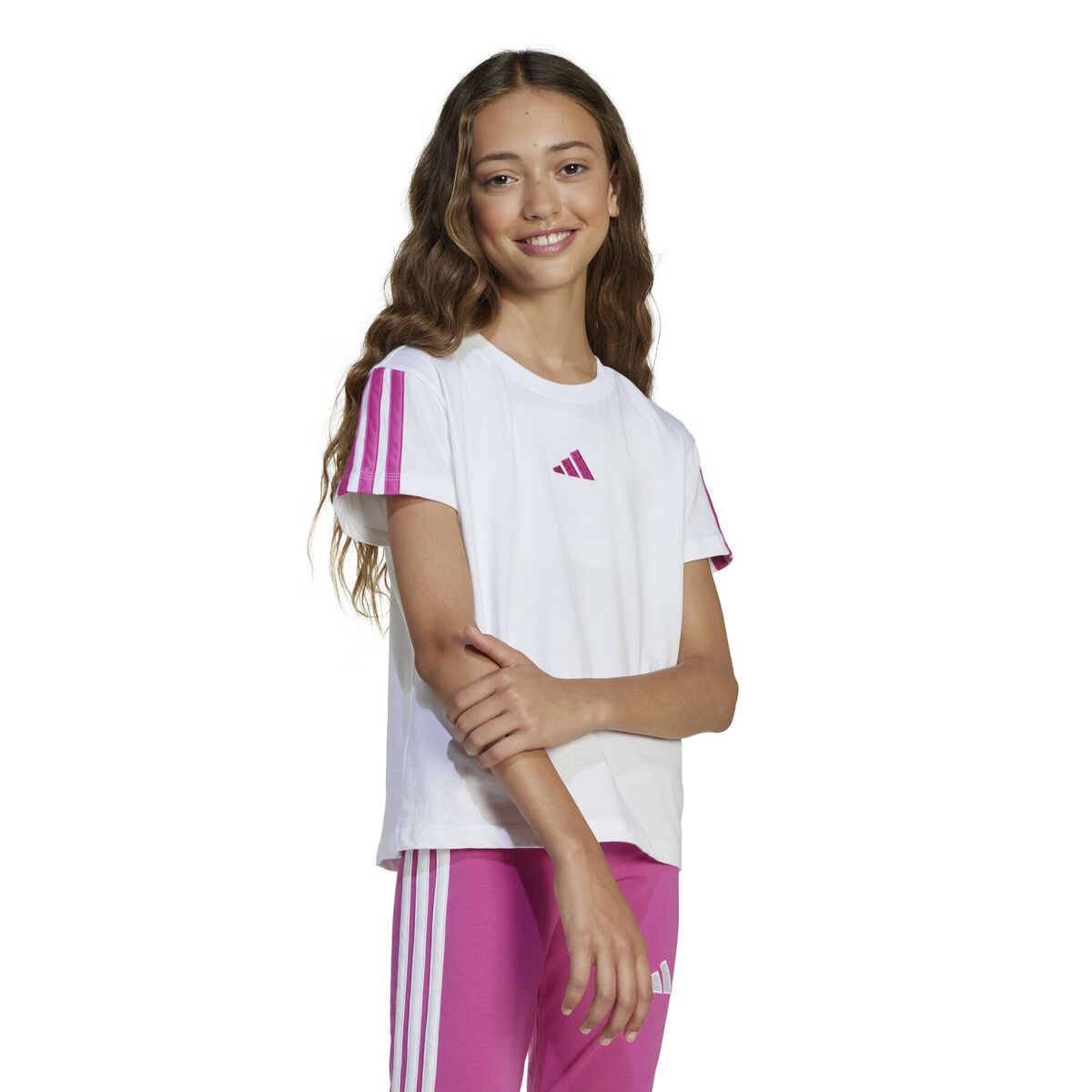 Camiseta de Manga Corta Infantil Adidas JG 3S TEE 160 JN6494 Blanco