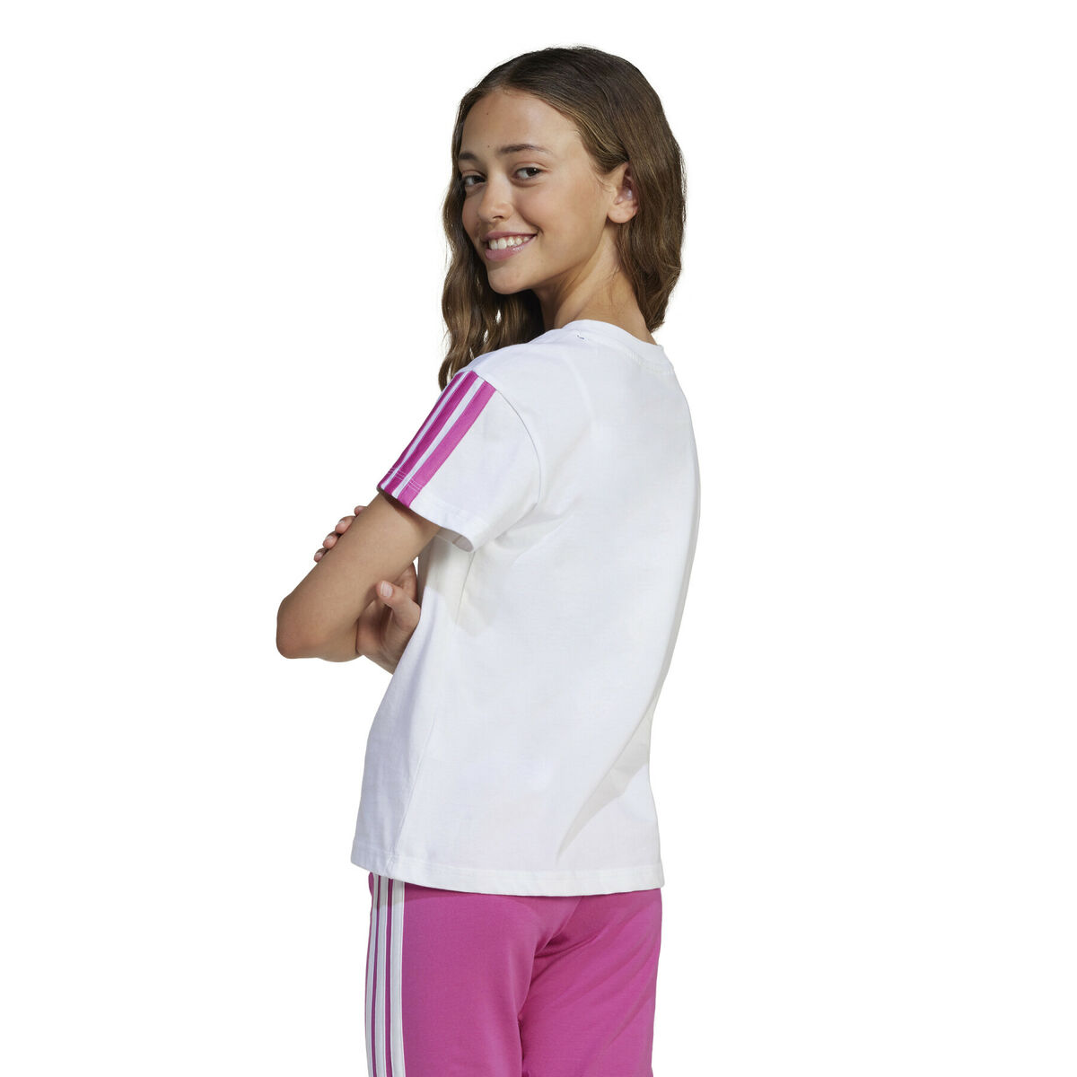 Camiseta de Manga Corta Infantil Adidas JG 3S TEE 160 JN6494 Blanco