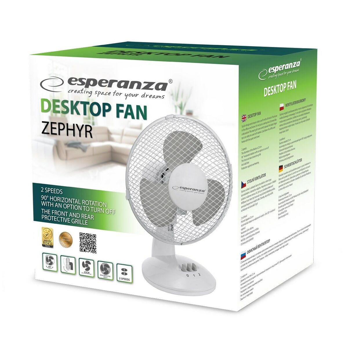 Ventilador de Sobremesa Esperanza EHF004WE Blanco Gris 30 W