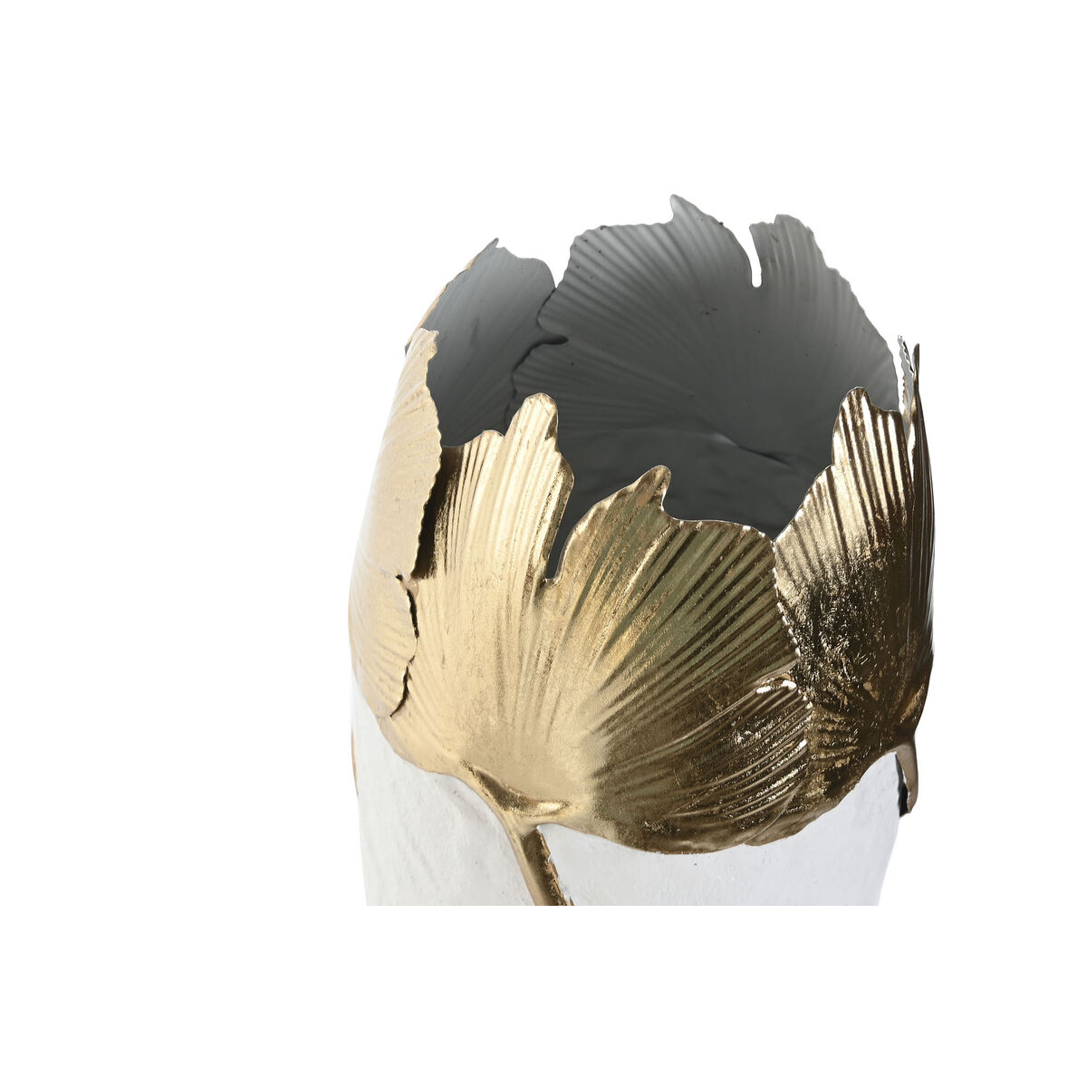 Set de 3 Jarrones Home ESPRIT Blanco Dorado Metal 21 x 21 x 55 cm (3 Piezas)