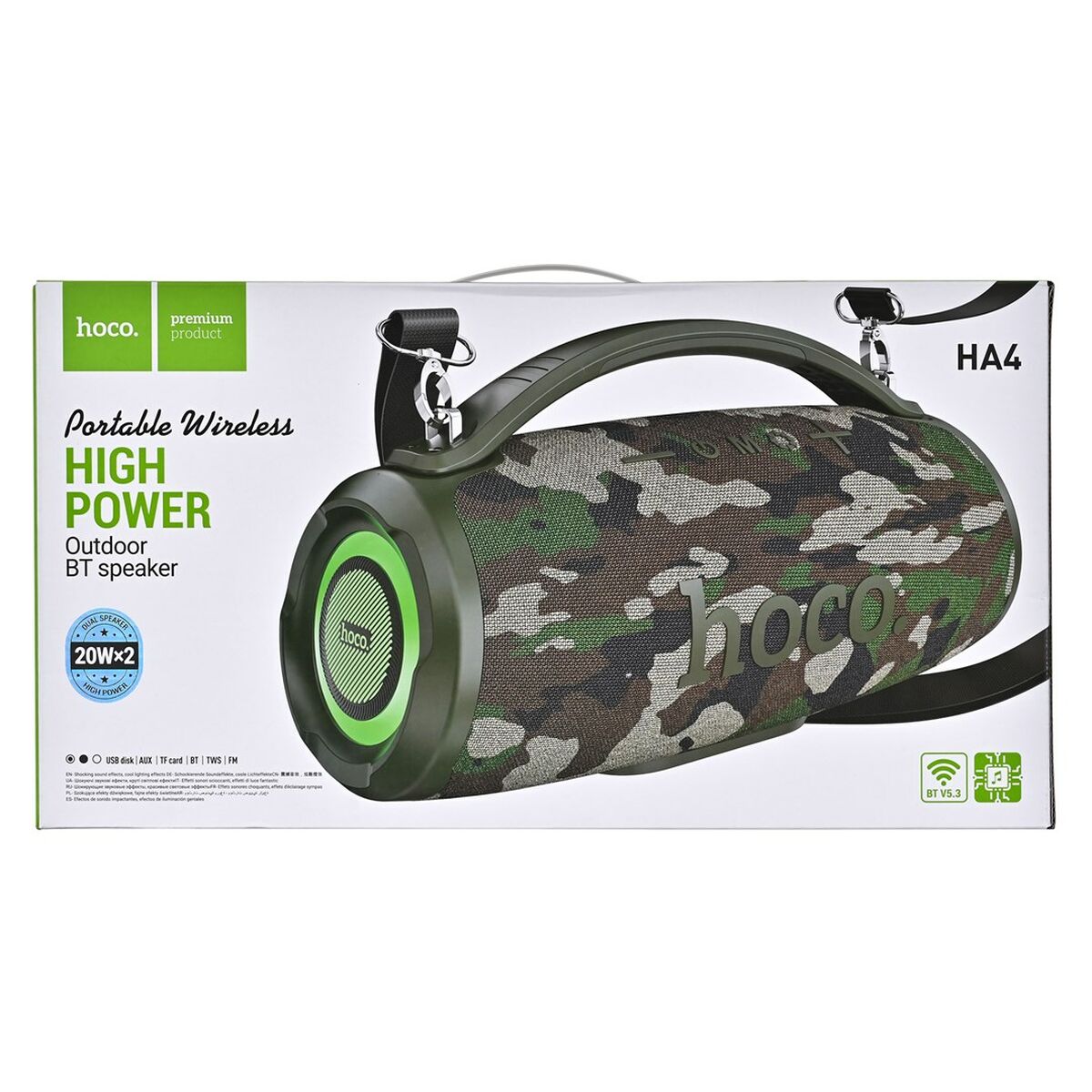 Altavoz Bluetooth Portátil Hoco HA4 camouflage green