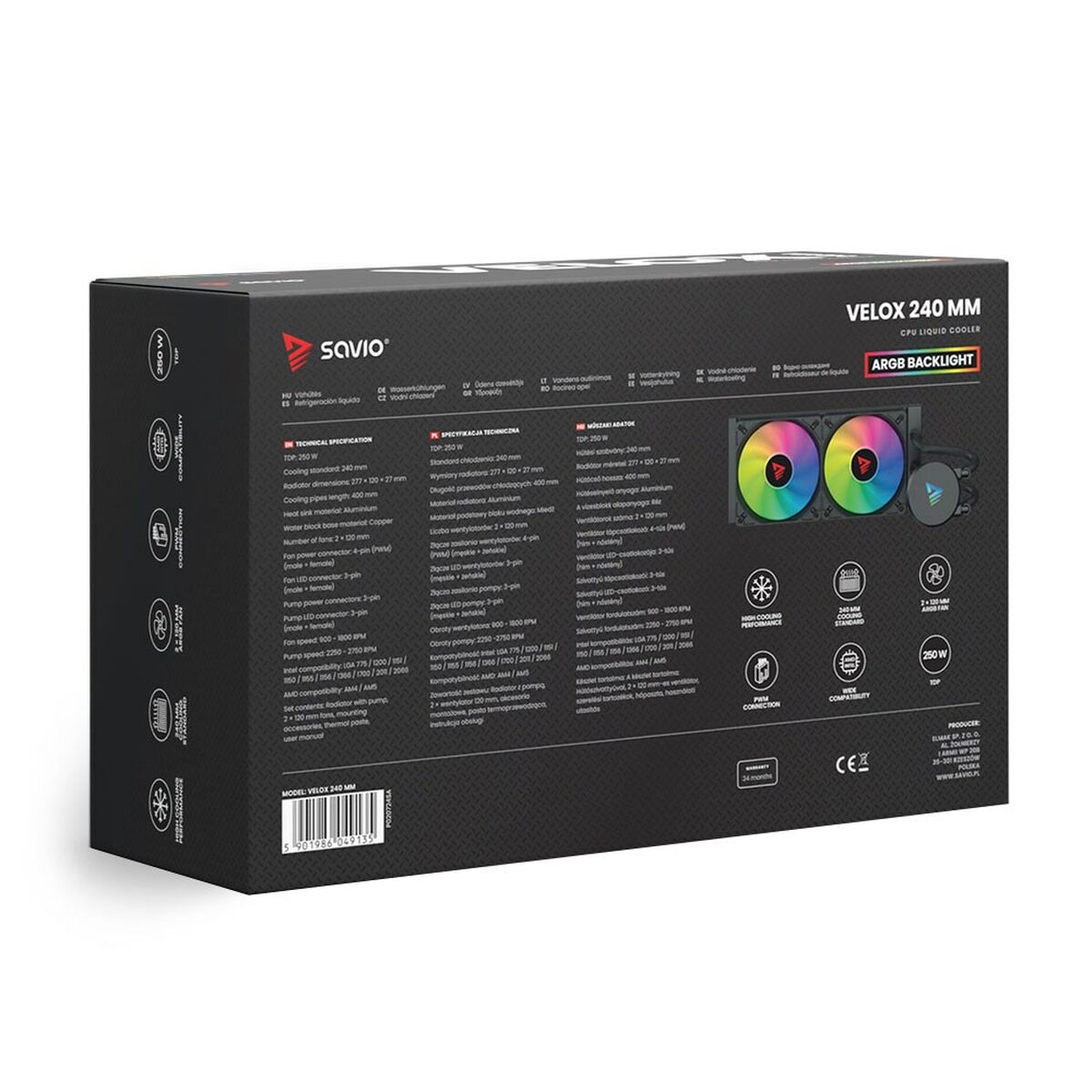 Kit de Refrigeración Líquida Savio VELOX 240MM