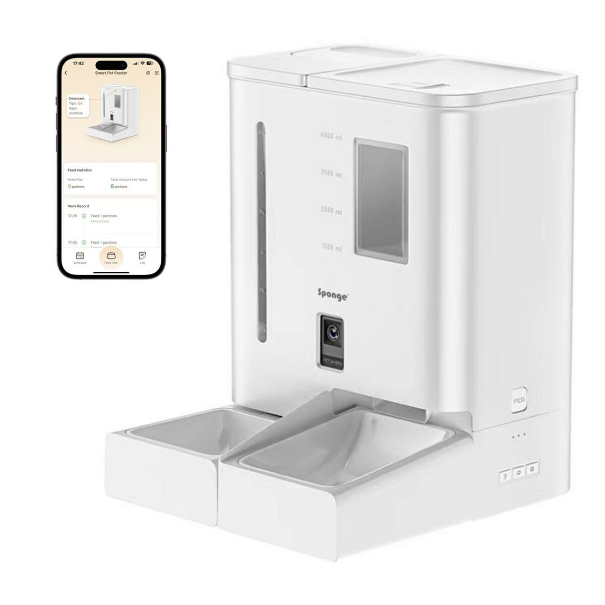 Comedero para Gato Sponge Blanco Negro Plástico