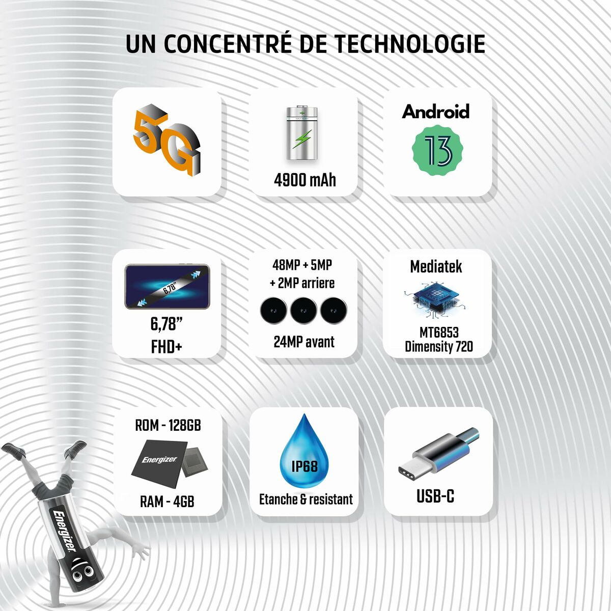 Teléfono Móvil para Mayores Energizer H67GEU Octa Core 4 GB RAM 128 GB Negro 6,78"