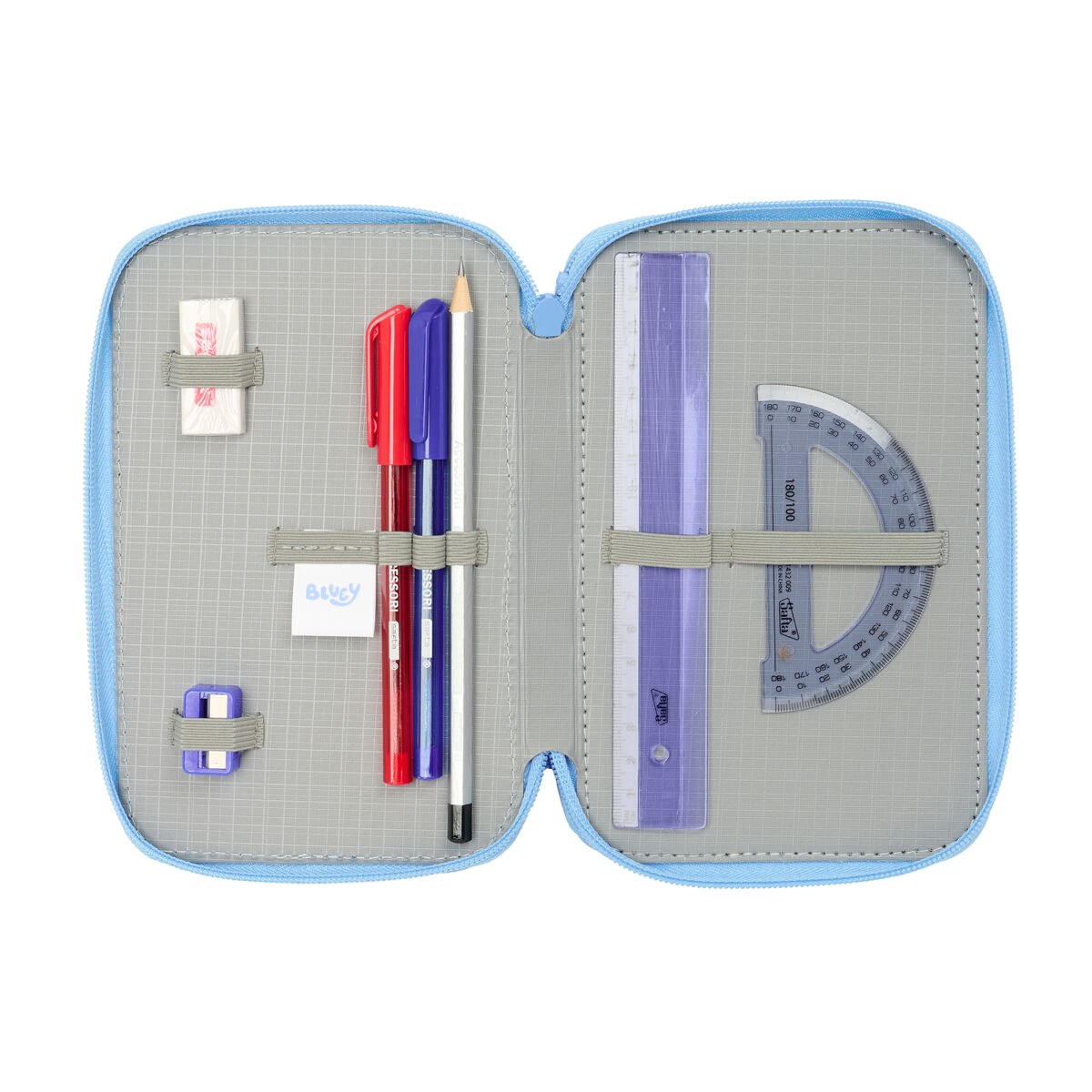 Plumier Triple Bluey Let's play Azul 12,5 x 19,5 x 5,5 cm 37 Piezas