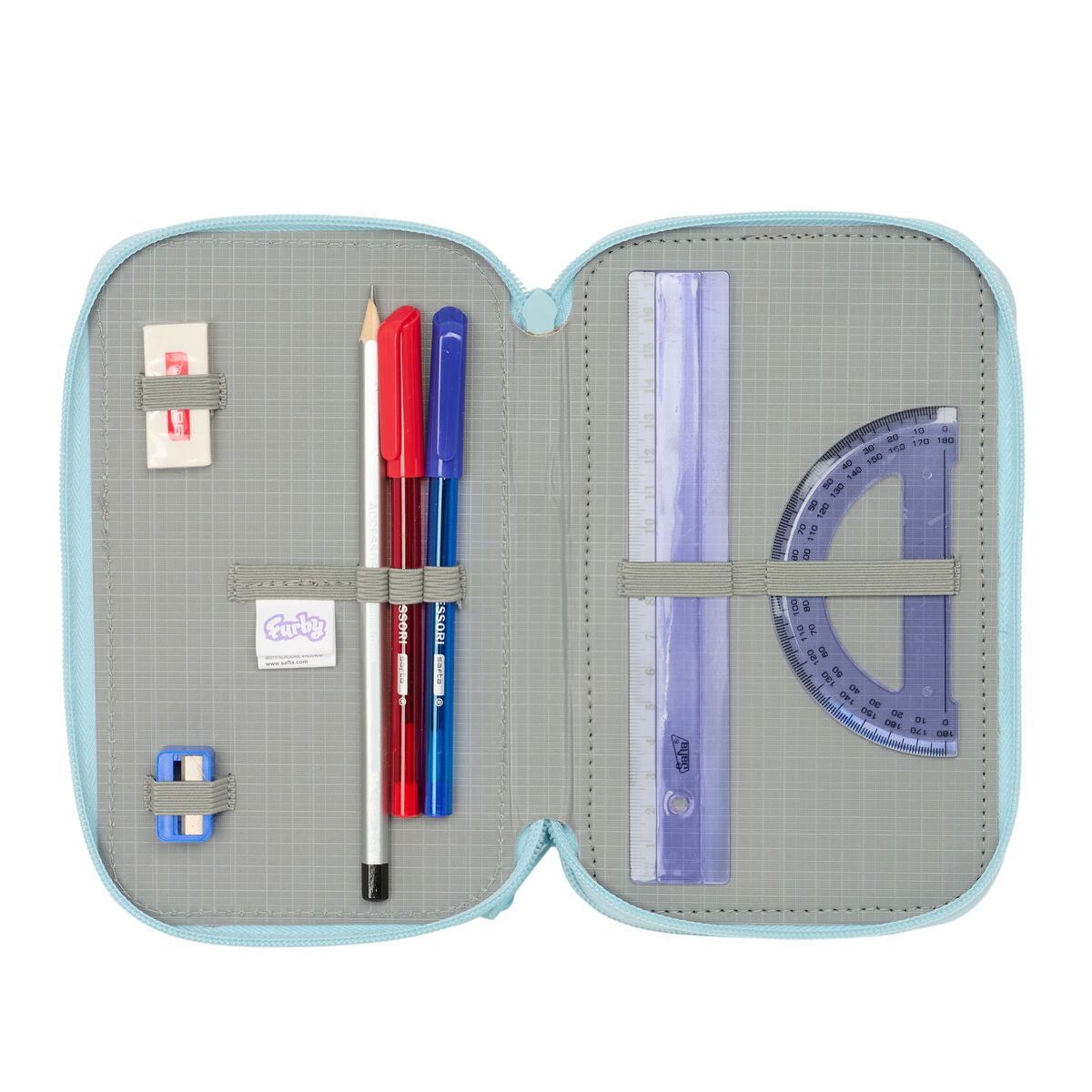 Plumier Triple Furby Azul 12,5 x 19,5 x 5,5 cm 37 Piezas