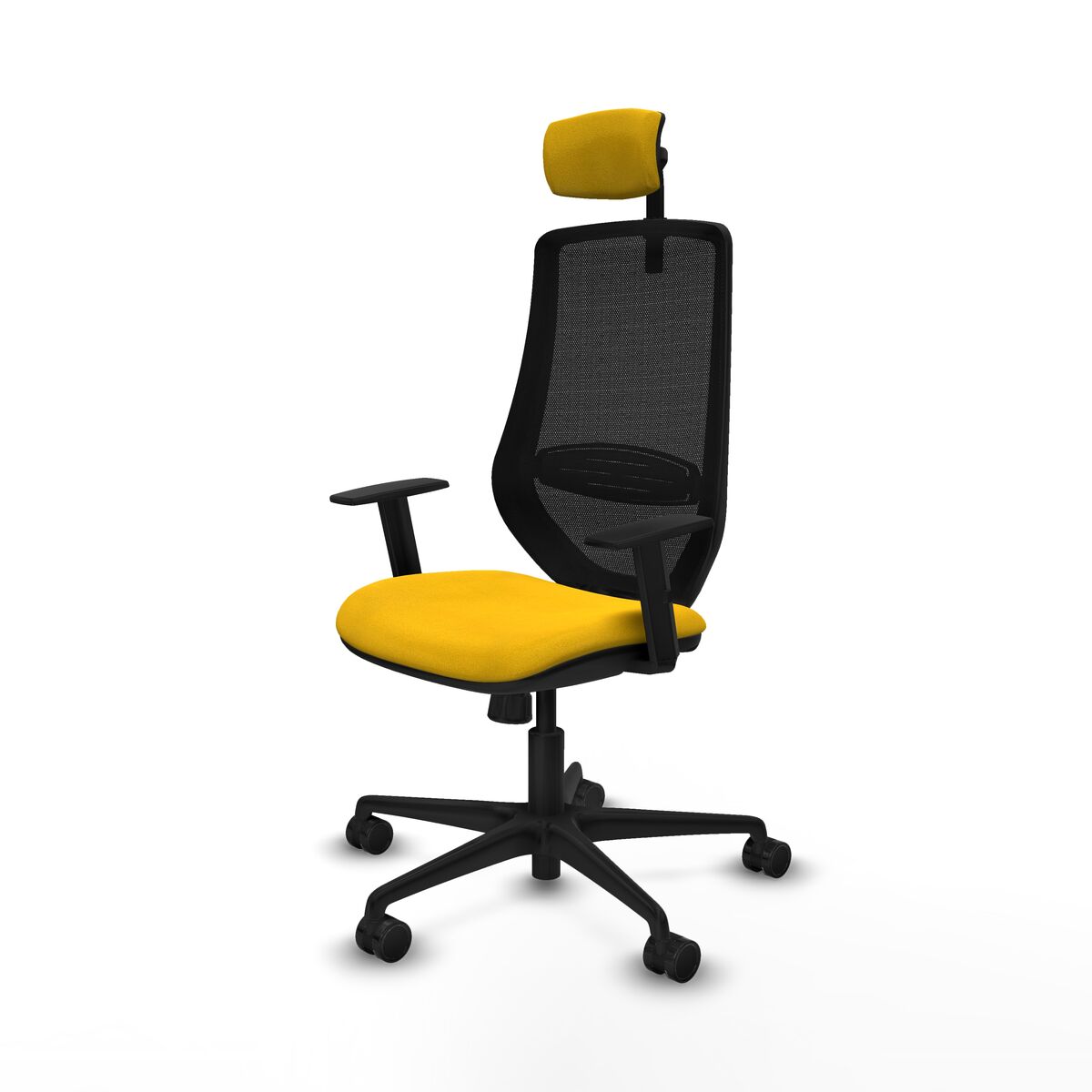 Silla de Oficina con Cabecero Piqueras y Crespo D036N2W Amarillo