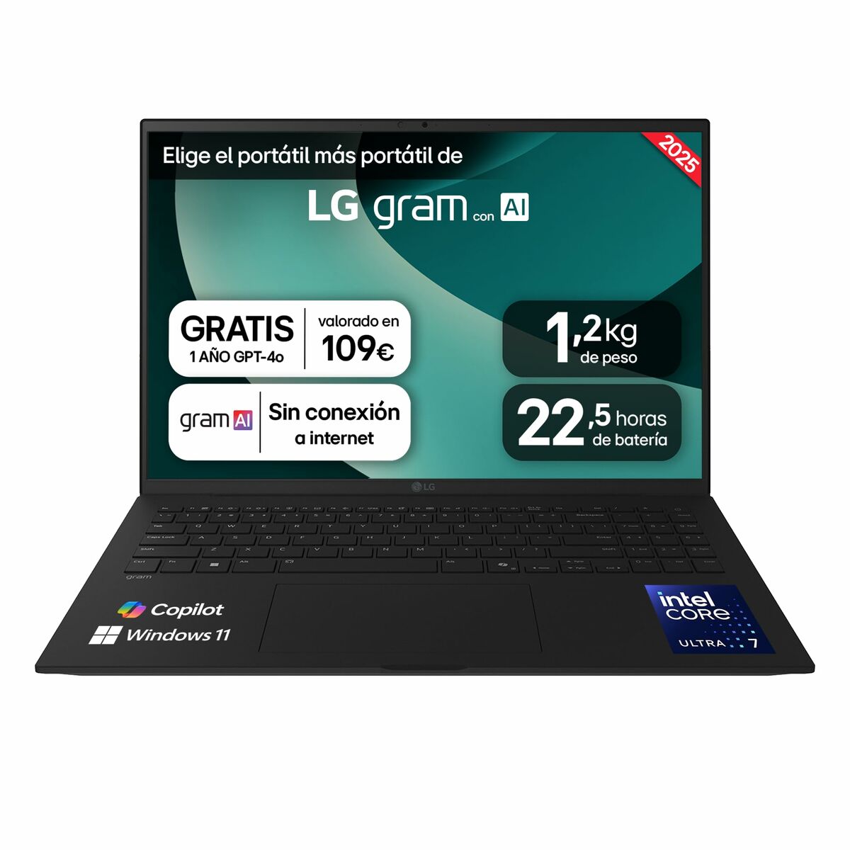 Laptop LG 16Z90T-G.AD88B 16" intel core ultra 7 32 GB RAM 1 TB SSD Qwerty Español