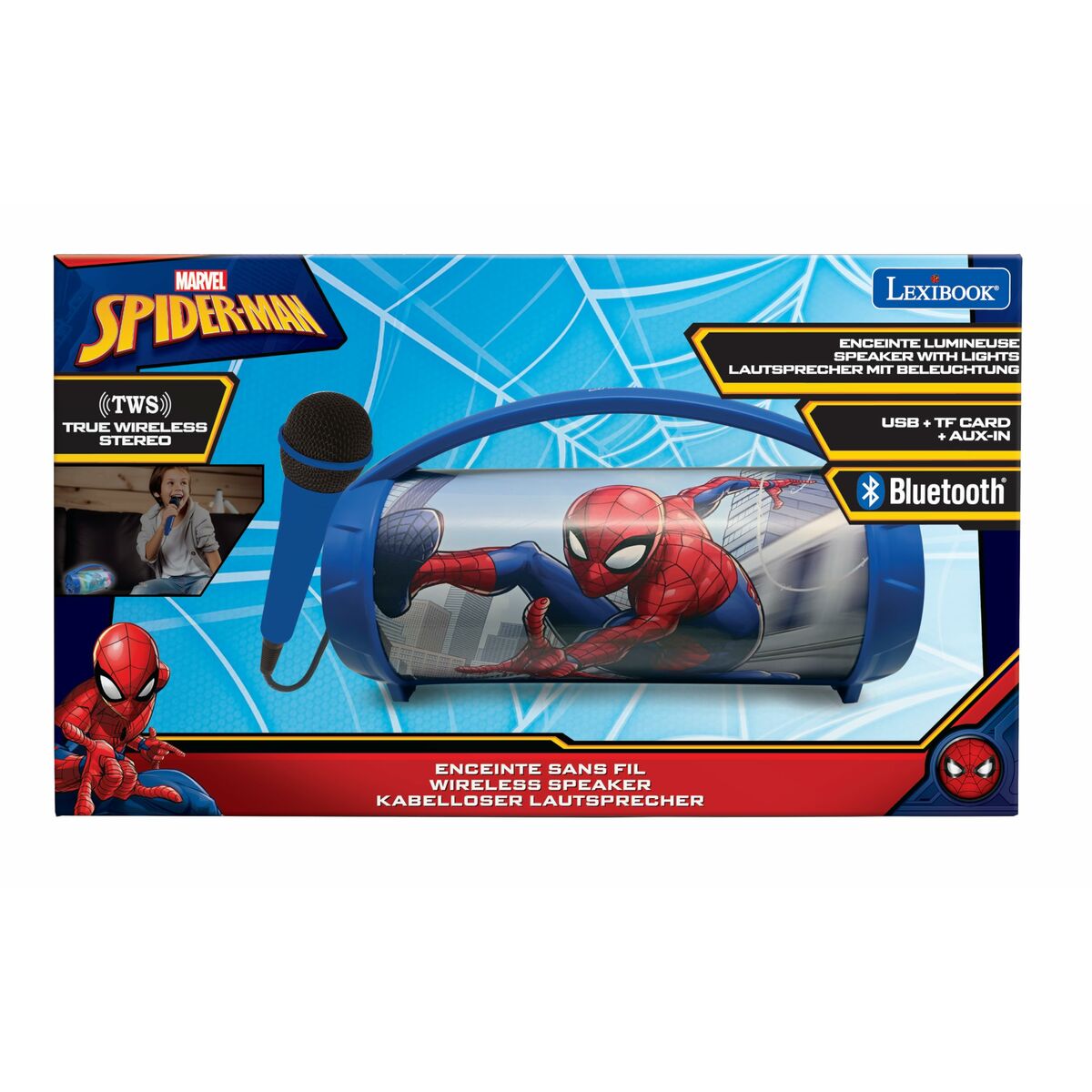 Altavoz Bluetooth con Micrófono Karaoke Lexibook Spider-Man