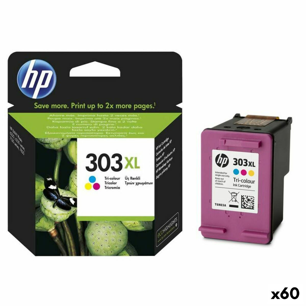 Cartucho de Tinta Original HP 303XL Tricolor (60 unidades)