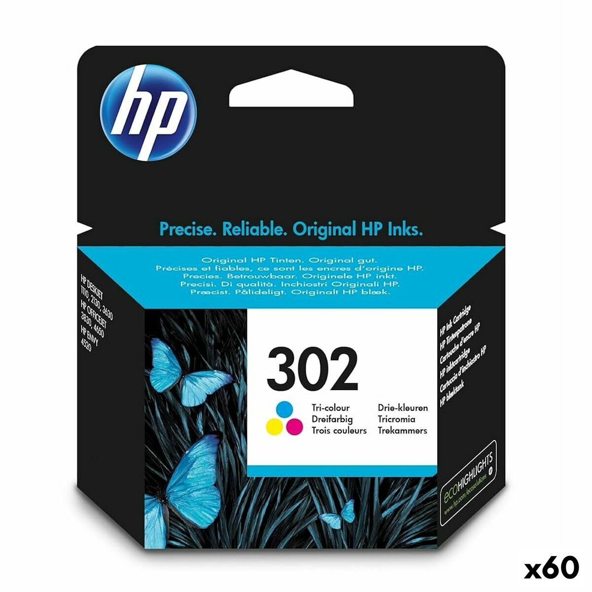Cartucho de Tinta Original HP Officejet 3830 All-in-One Nº 302 Tricolor (60 unidades)