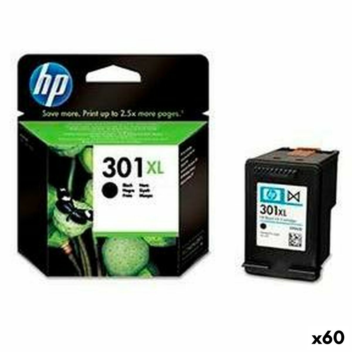 Cartucho de Tinta Original HP Nº301XL Negro (60 unidades)