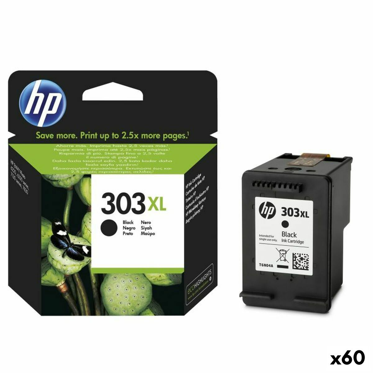 Cartucho de Tinta Original HP Nº 303XL Negro (60 unidades)