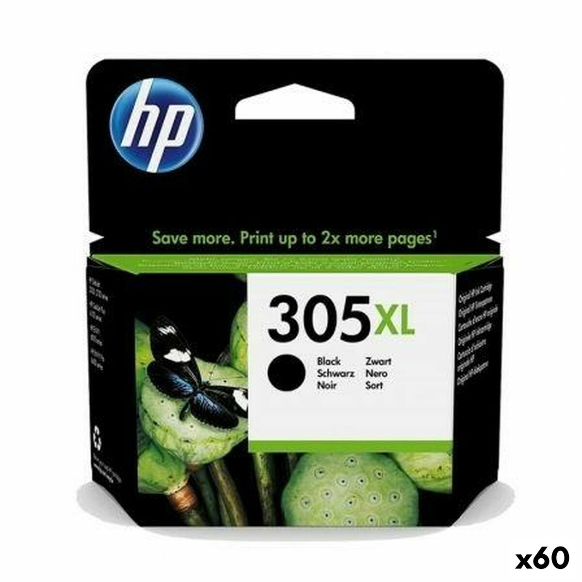 Cartucho de Tinta Original HP 305XL Negro (60 unidades)