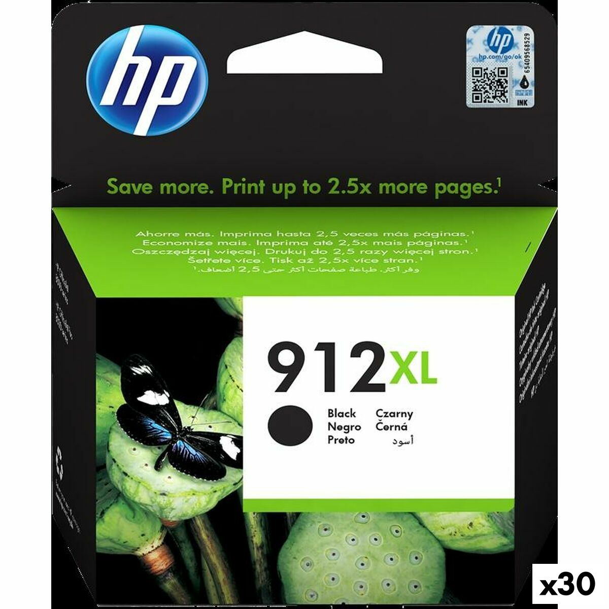 Cartucho de Tinta Original HP 912XL Negro (30 unidades)