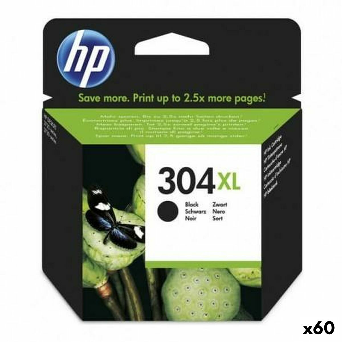 Cartucho de Tinta Original HP Nº304XL Negro (60 unidades)