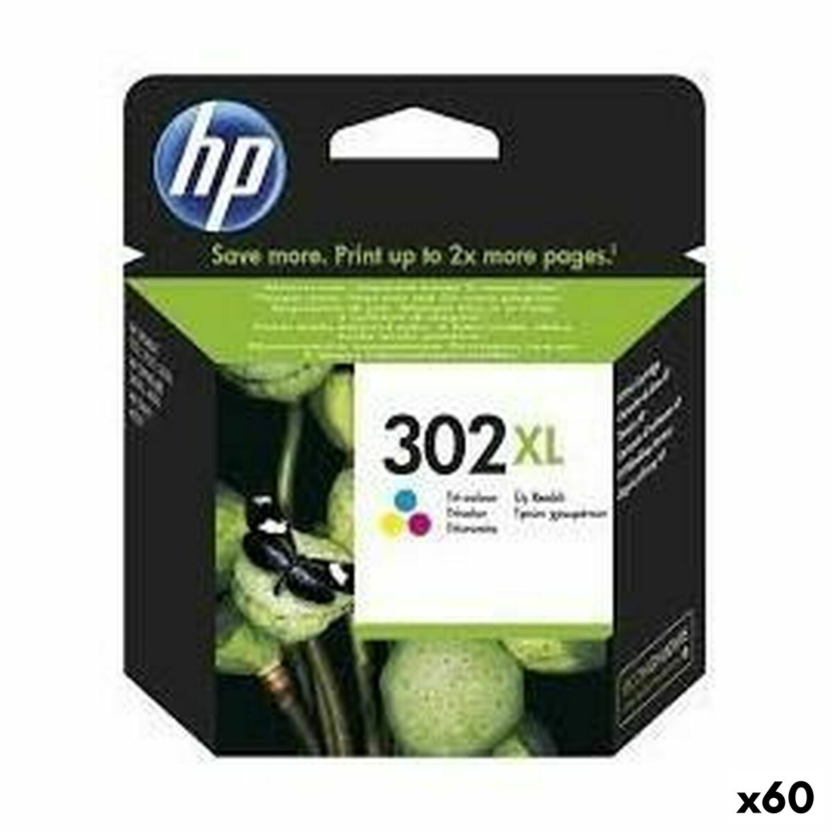 Cartucho de Tinta Original HP 302XL Tricolor (60 unidades)