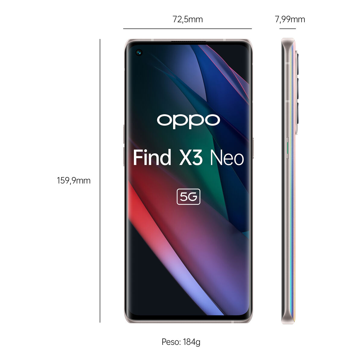 Smartphone Oppo Find X3 Neo 6,55" Snapdragon 865 12 GB RAM 256 GB Negro Plateado