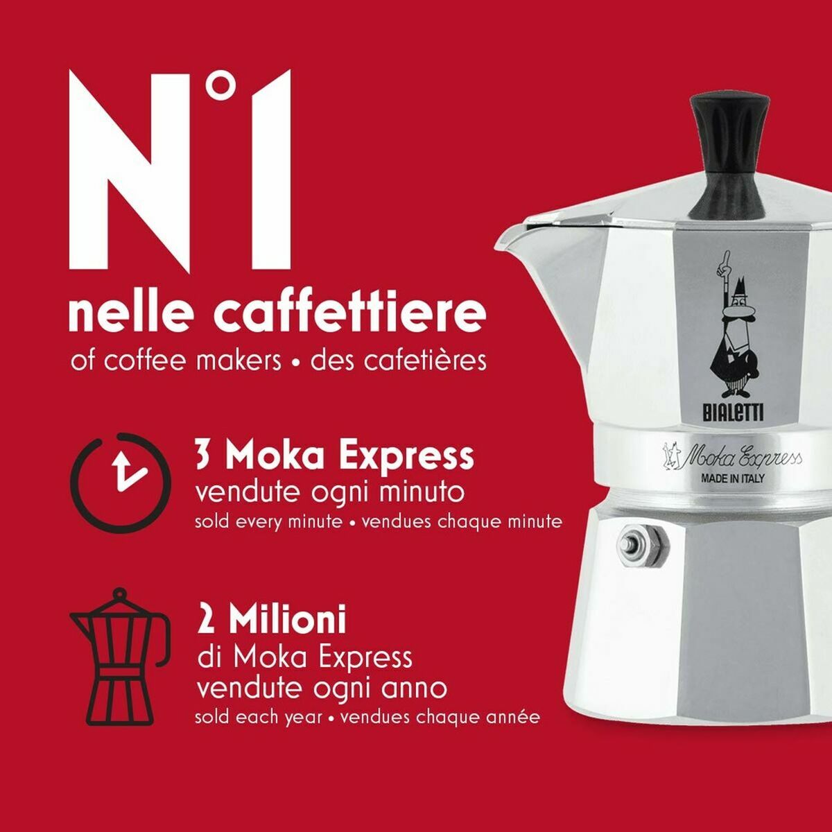 Cafetera Italiana Bialetti 0001161 Plateado 60 ml