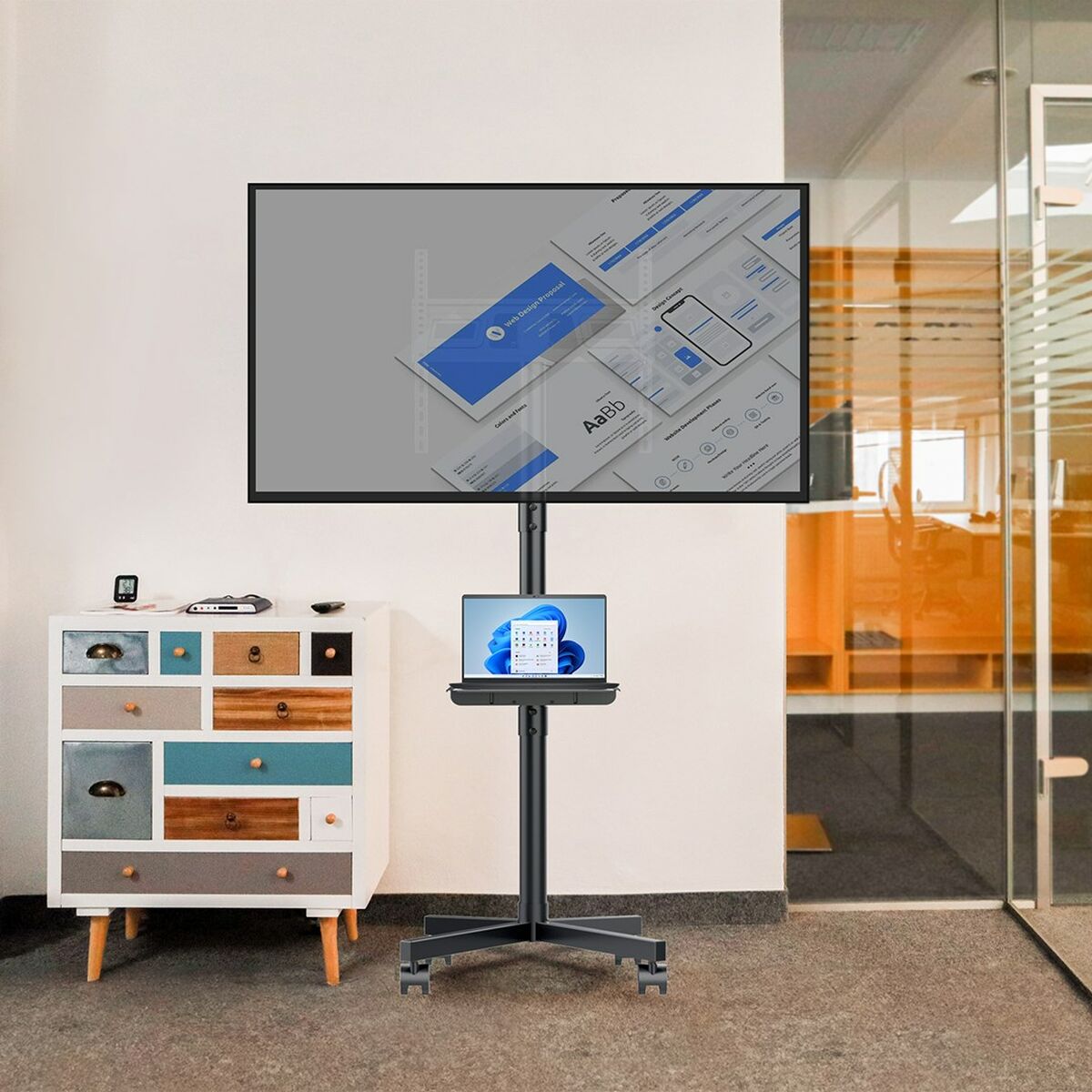 Soporte TV para suelo con ruedas MacLean MC-949 32" 34"-55"