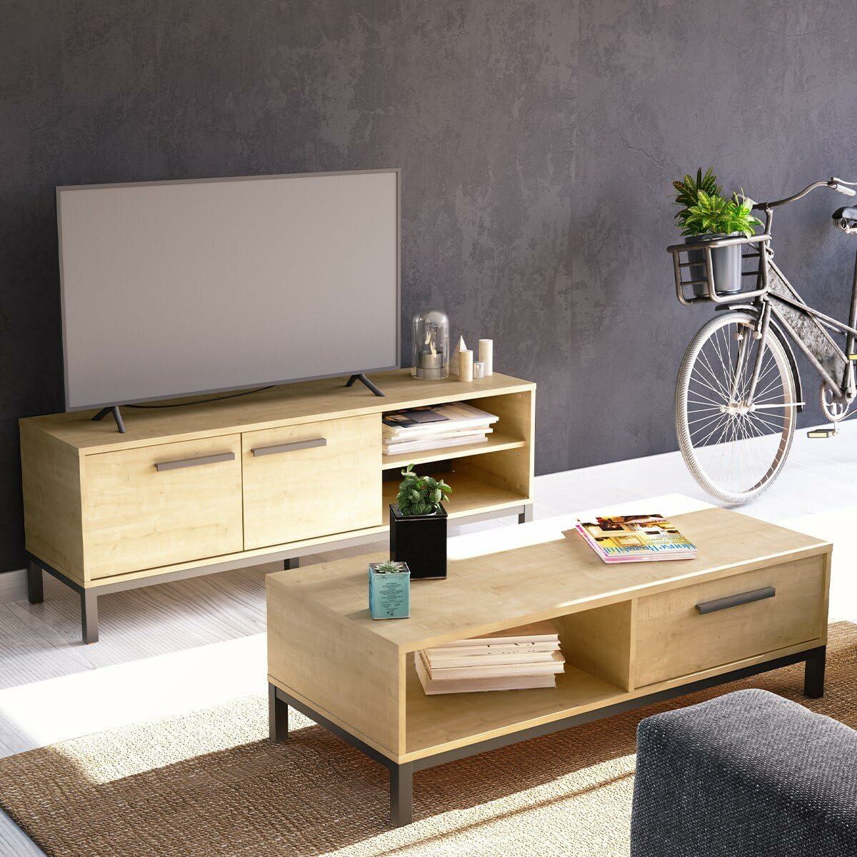 Mesa de Centro Demeyere Negro 110,4 x 50 x 36,9 cm