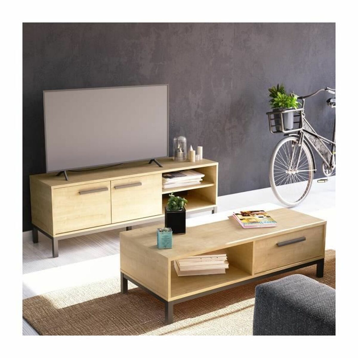 Mesa de Centro Demeyere Negro 110,4 x 50 x 36,9 cm