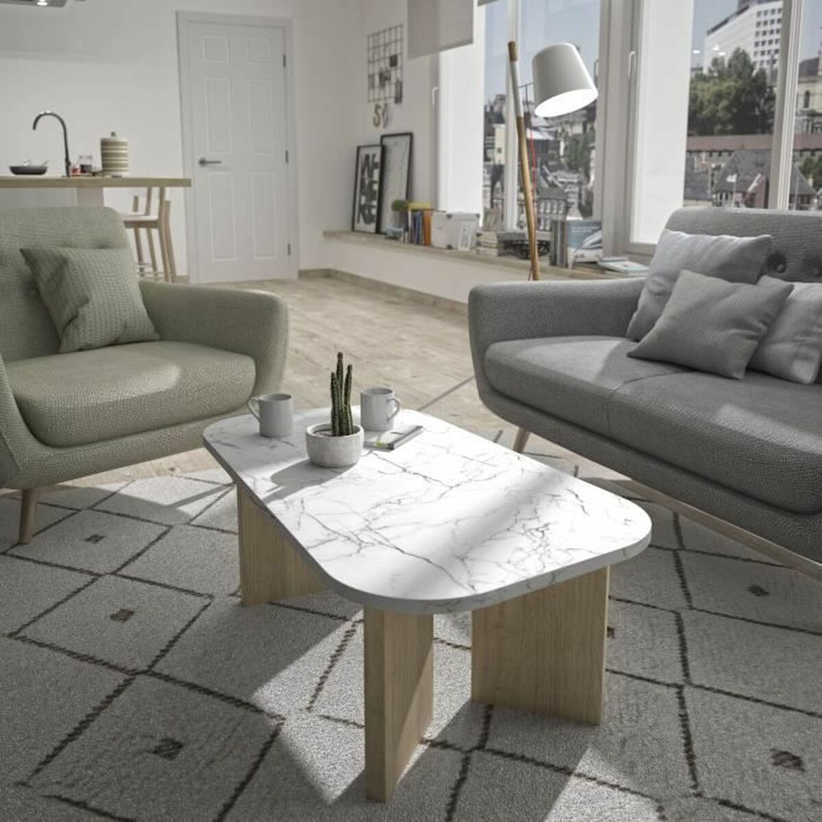 Mesa de Centro Blanco 105 x 58 x 39 cm