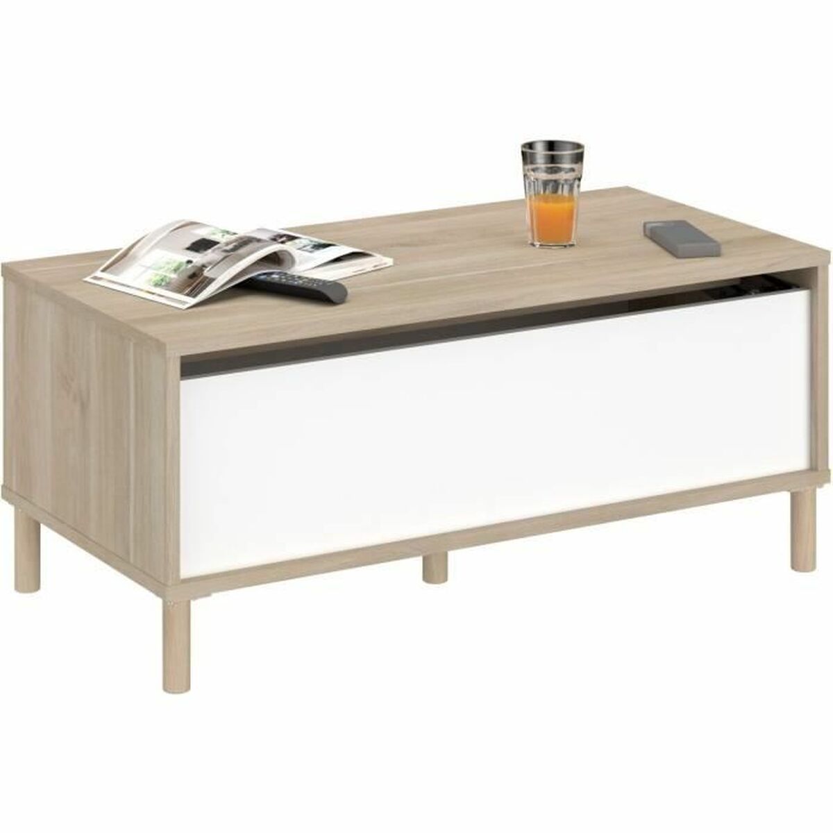Mesa de Centro Elevable Parisot Blanco 100 x 50 x 43,6 cm