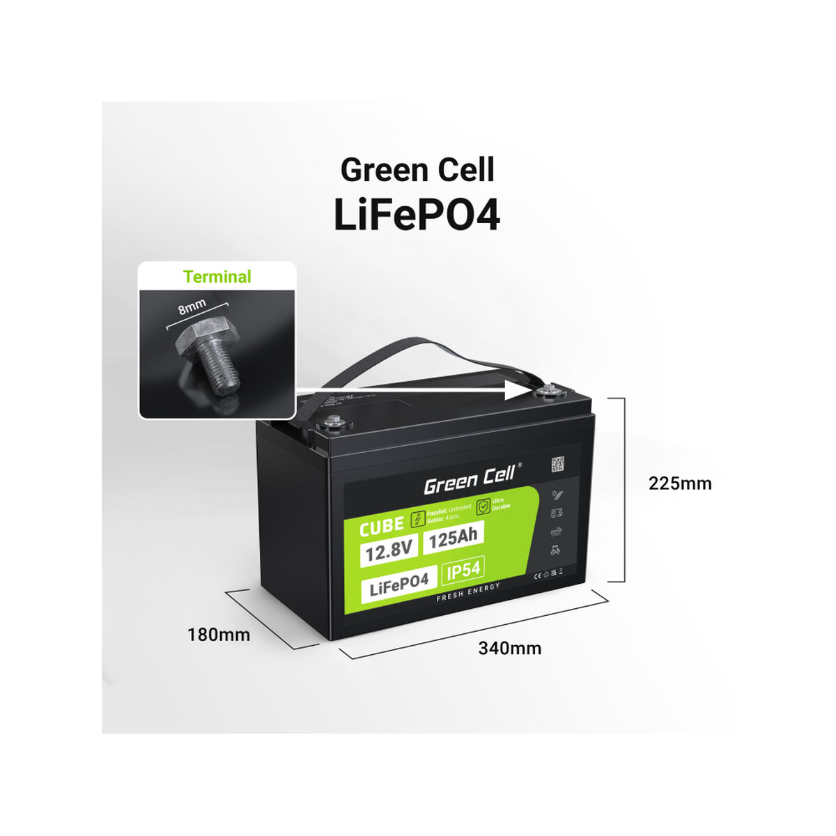 Batería para SAI Green Cell LFPGC12V125AH 1600 wh 125 ah