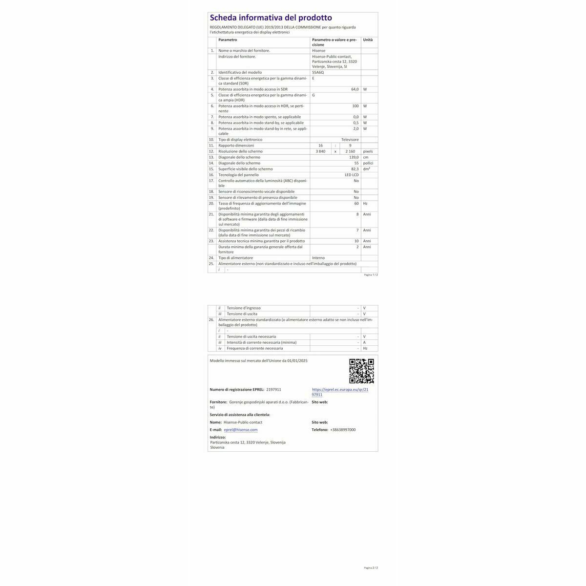 Smart TV Hisense 55A6Q 55" 4K Ultra HD LED HDR D-LED