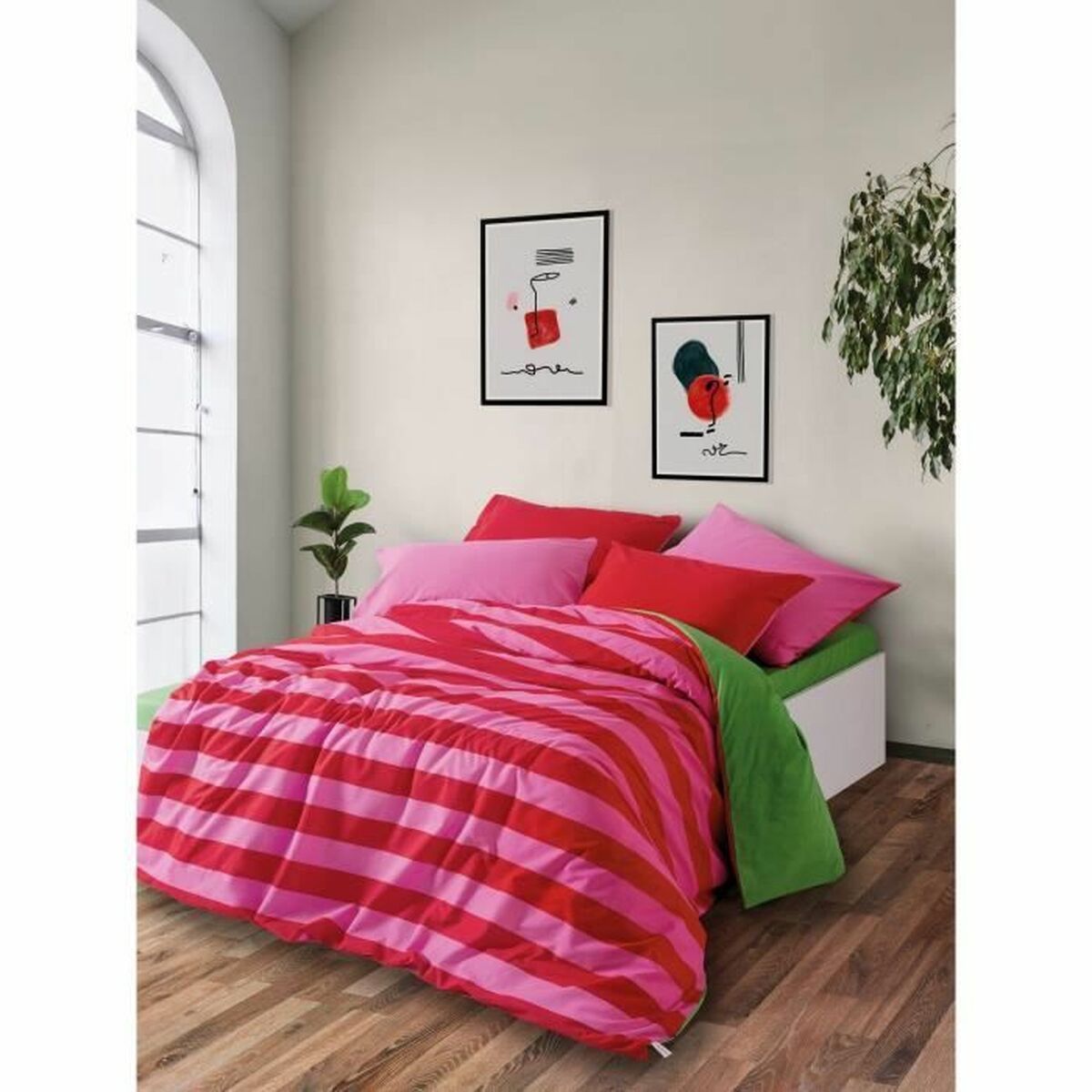 Juego de funda nórdica Rojo Rosa 220 x 240 cm